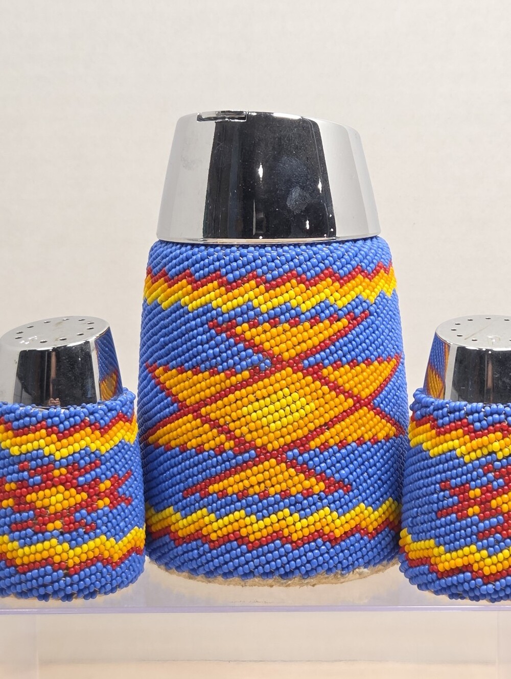 Paiute Native American beaded table set Sugar Salt & Pepper